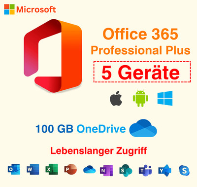 Office 365 Pro Plus   Lebenslanges Konto für 5 Geräte |  für Mac/Win/iOS
