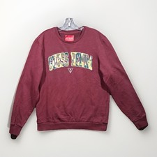 Guess Los Angeles Mens Burgundy Camo Chenille Logo Sweatshirt M S3GQ11R9IH0