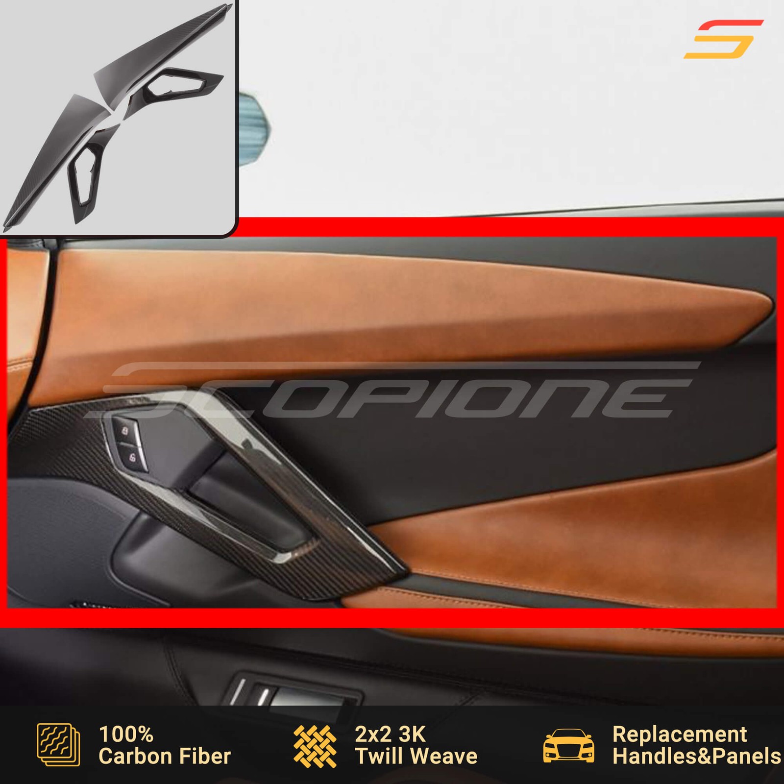 Scopione Carbon Interior Door Handles & Panels Trim for Lamborghini Aventador