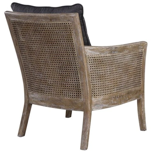 Uttermost Encore Coastal Fabric and Wood Arm Chair in Dark Gray - Picture 4 of 10