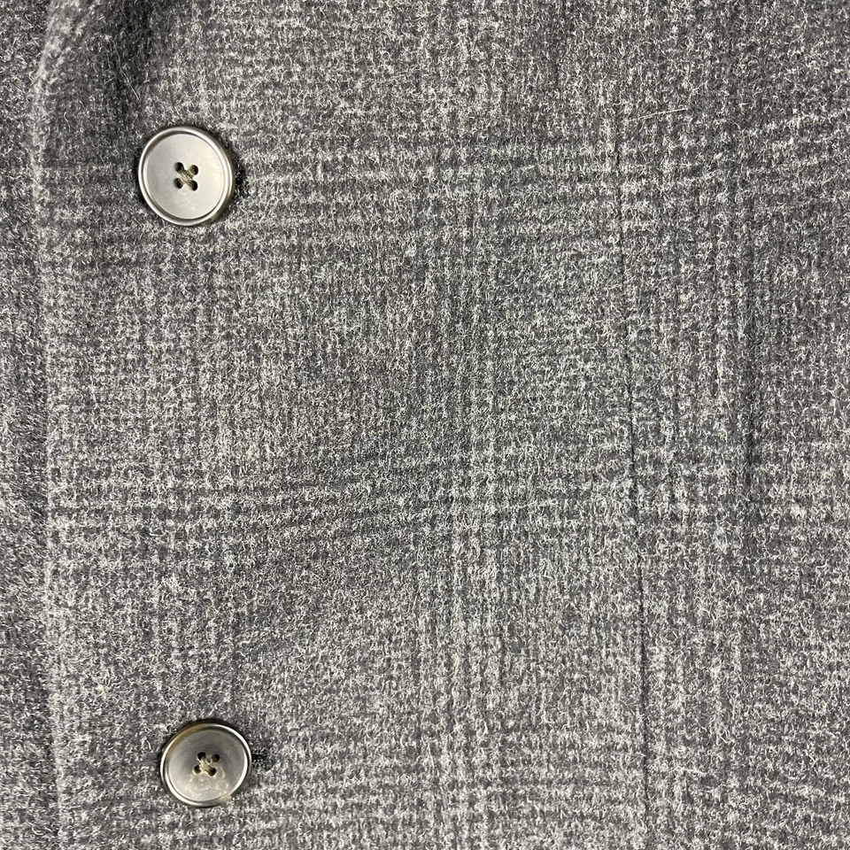 Uniqlo Wool Cashmere Overcoat Mens Large Gray Glenn Check Chester Long Coat - Image 4 of 4