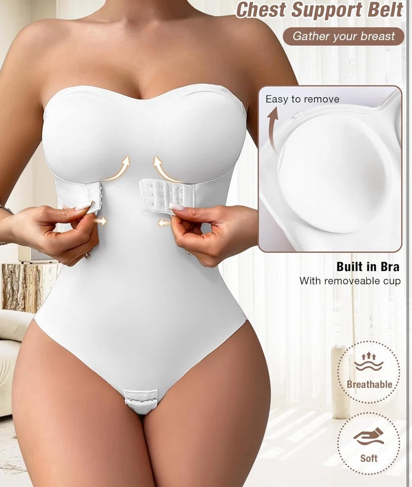 Body feminino modelador sem alças triângulo controle de barriga tamanho G - Imagem 4 de 4