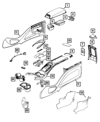 Genuine Mopar Floor Console Base 1UQ301XLAB