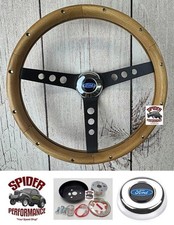 1949-1957 Ford Pickup Wood Steering Wheel Blue Oval 13 12 Walnut Black Spoke 1949-1957 Ford Pickup Wood Steering Wheel Blue Oval 13 12 Walnut Black Spoke