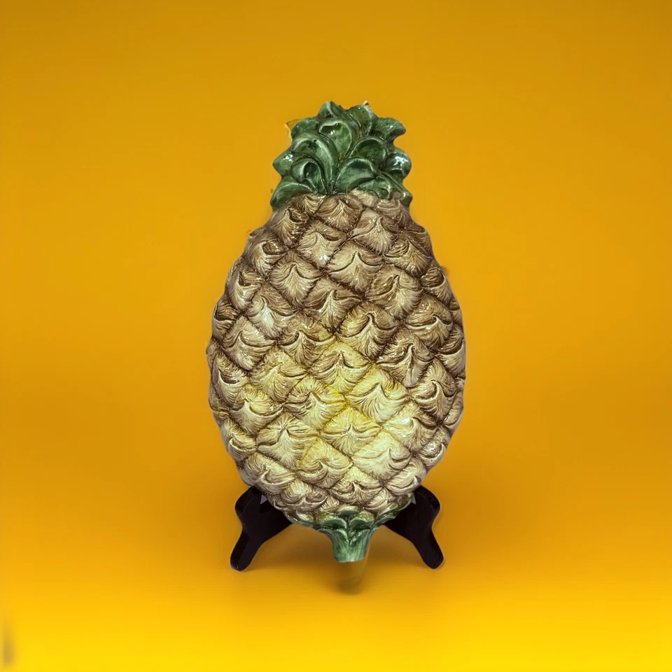 Escultura decorativa vintage de piña cerámica fruta decoración de pared para el hogar grande Foto 2 de 4