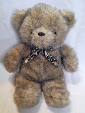 Vintage 1991 American Wego Cuddle Bear Tan and Black Plush Teddy Bear 16" Inch