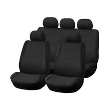 Car Seat Covers Full Set, Soft Breathable Fabric Vehicle Front and Rear Black