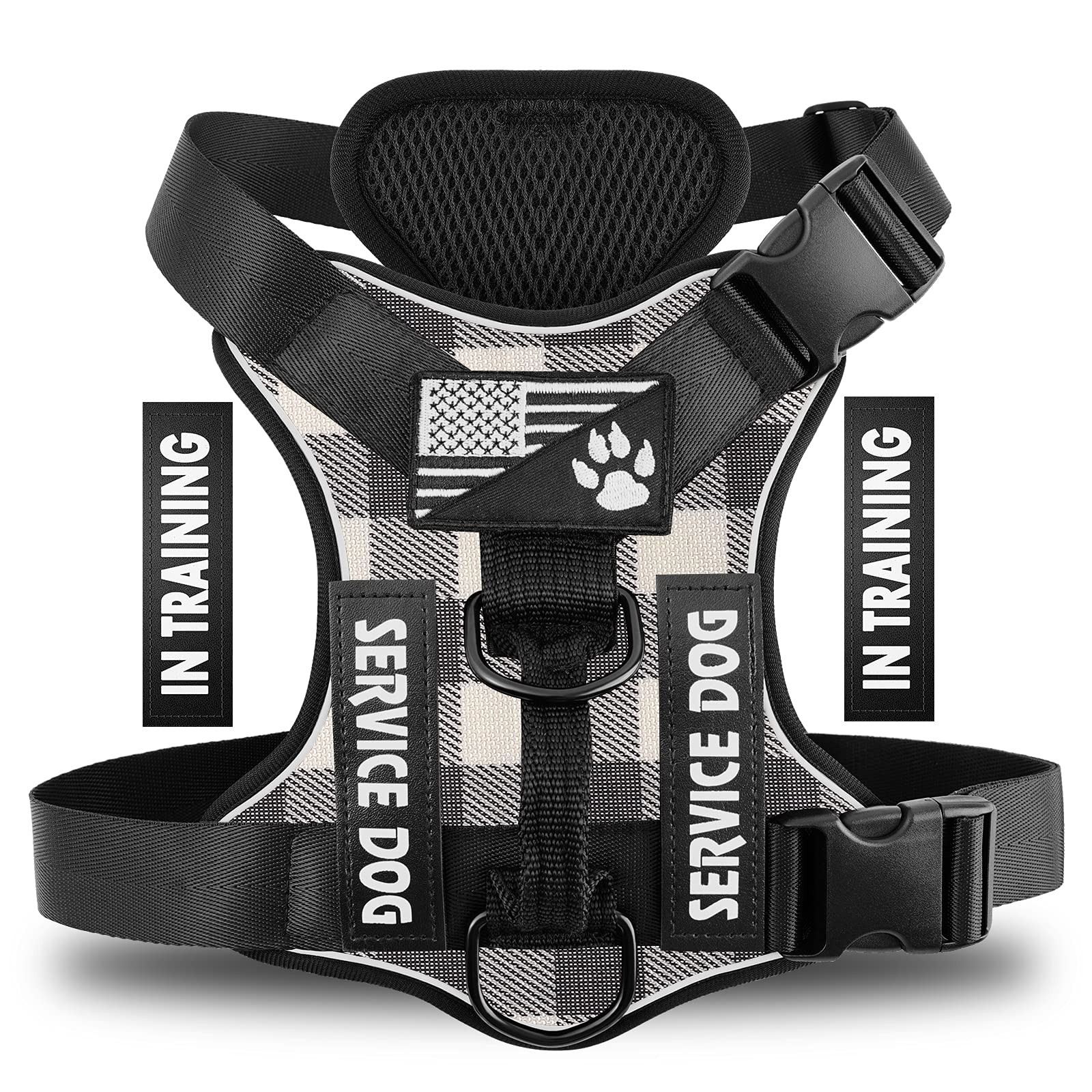 Service Dog Harness, Reflective Dog Vest Harness with 5 PCS Patches, Adjustab...