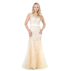 Champagne Elegant Mermaid  Lace  Long Prom / Wedding Dress