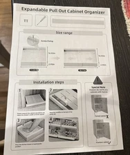 New Black Metal Expandable Pull Out Cabinet Organizer 16.93"