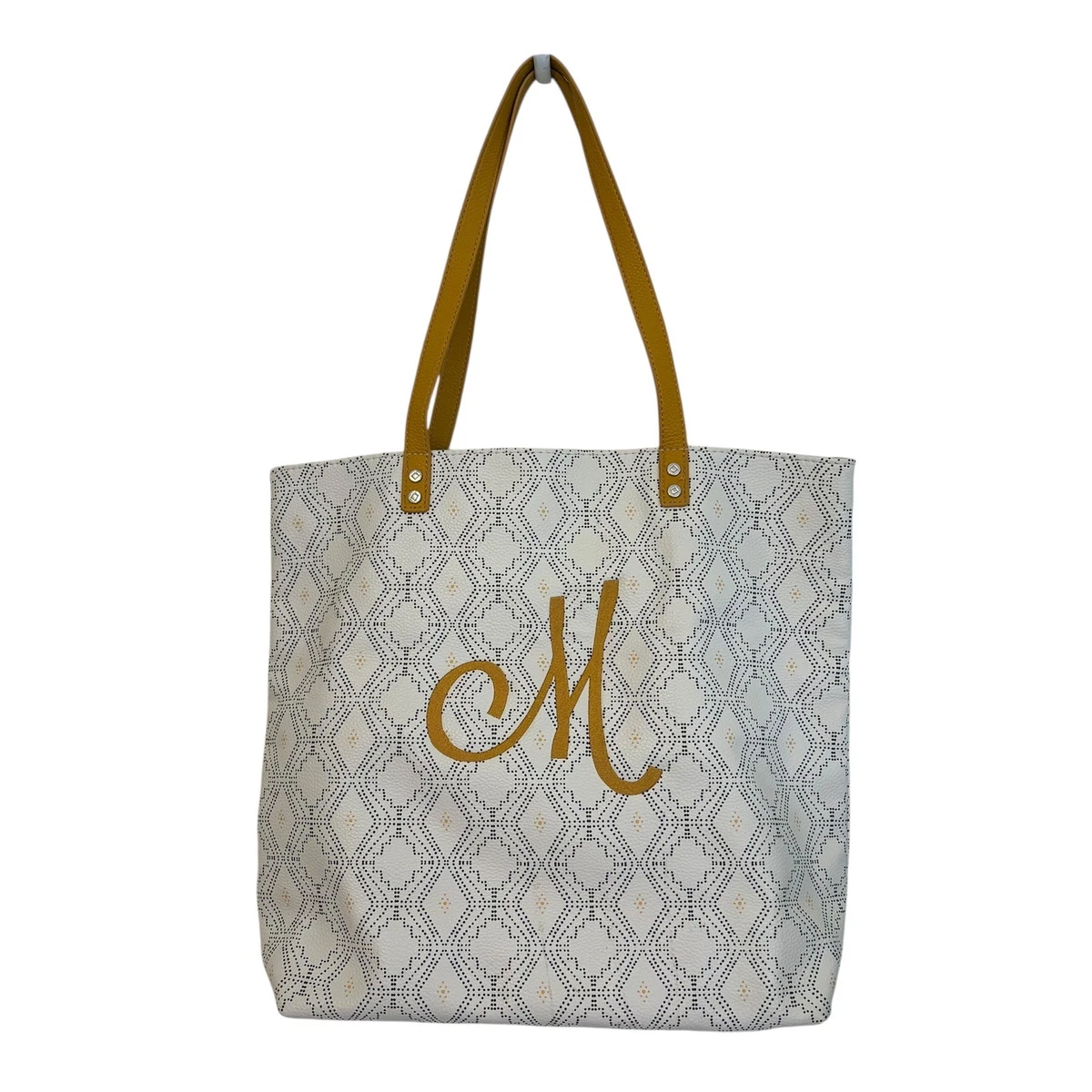 thirty-one Tan Faux Leather Tote with Light Gray Interior and Branded Tag Thirty-One Faux Leather Exterior Gray Bags & Handbags for  main image 4