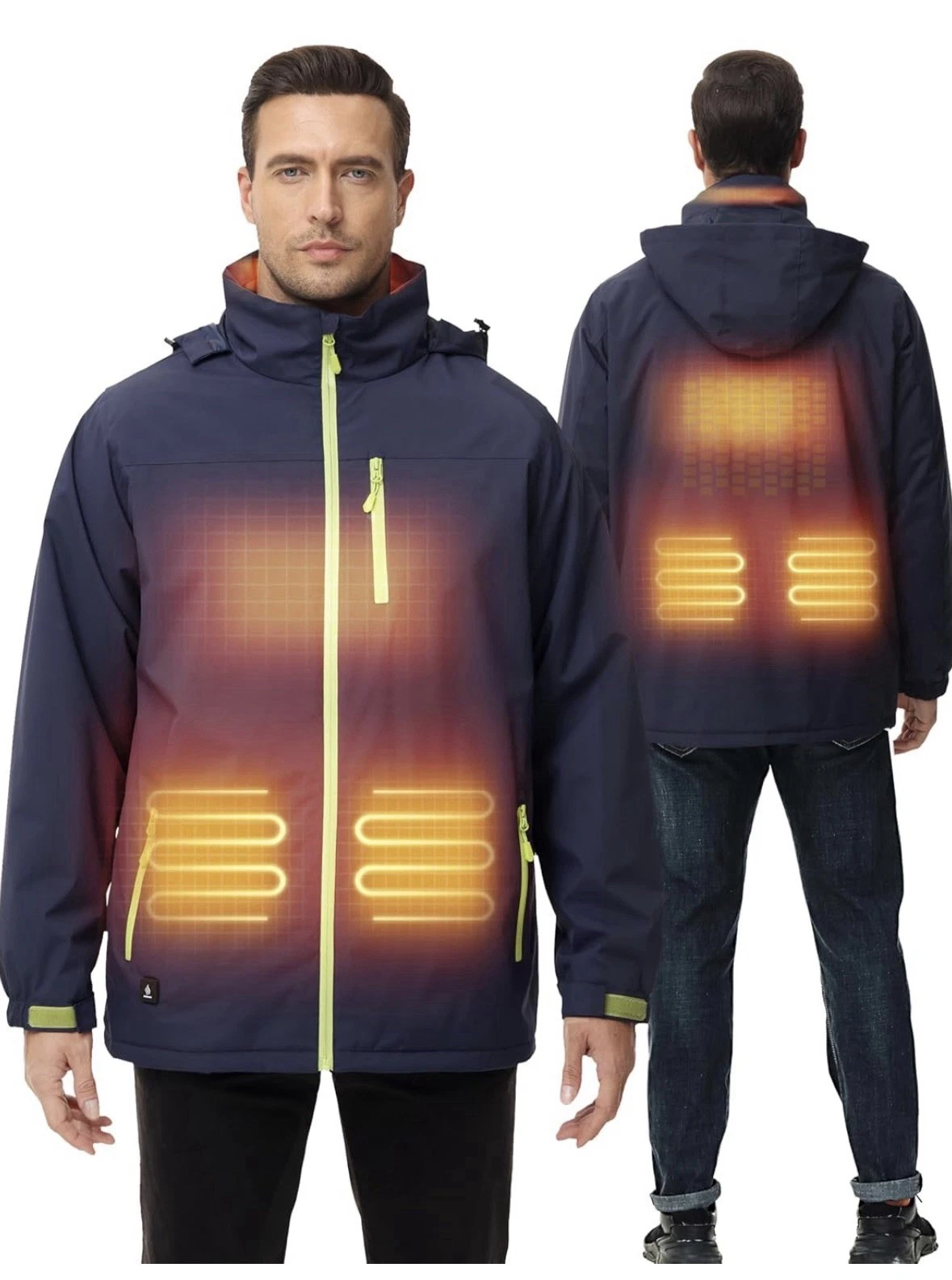 I-FAVORY Heated Winter Jacket for Men Rechargeable 7.4V Batt Size Med Black