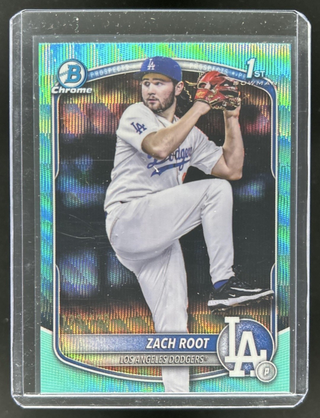2025 Bowman Draft Zach Root Chrome Aqua Wave Refractor 1st #/125 Dodgers