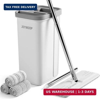 JOYMOOP Mop and Bucket with Wringer Set, Hands Free Flat Floor Mop and Bucket, 6