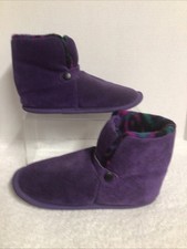 VTG 90 s LL Bean Women s 7.5-8.5 MAINE Purple Suede Slippers POLARTEC Insulated