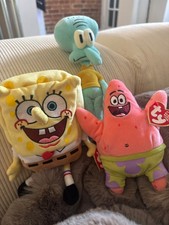 TY Beanie Babies Set of 3 SPONGEBOB SQUAREPANTS Characters, Patrick, Squidward