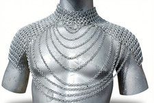 Medieval Aluminum Chainmail Top Women Fantasy Armor LARP Cosplay Costume Silver