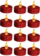 wisdom line Candele LED Scaldapiatti Scintillanti, Rosso Glitter 8 Pezzi,