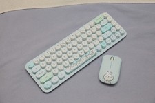 MOFii Wireless Keyboard and Mouse Combo, 2.4Ghz Colorful Keyboard - Light Blue