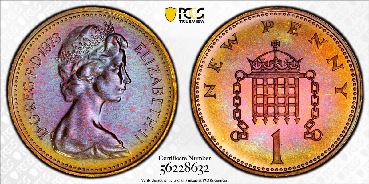 【最高鑑定】1973年 イギリス ペニー 1/2ペンス 銅貨 PR66RD i-img900x1200-