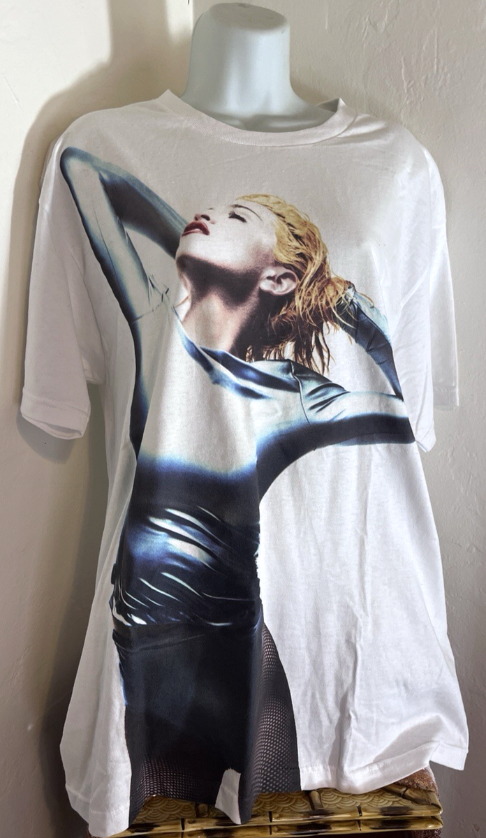 トップス 90s madonna band tee Madonna Celebration Tour T-shirt Womens Size L White Band Tee 90s