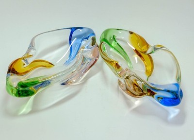 Mid-century Czech Glass bowls- -set of 2 - Rhapsody  Frantisek Zemek for Mstisov