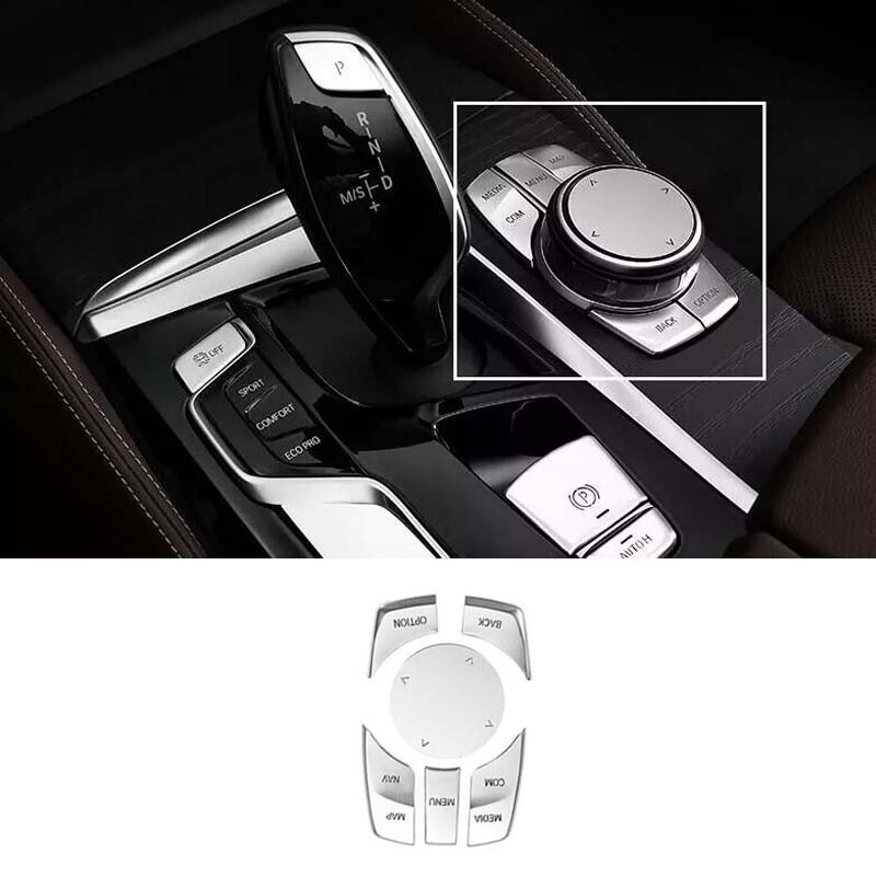 For BMW 5 Series Multimedia Button Switch Silver Aluminum Middle Console 18-2022
