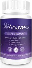 Anuveo Herbal Sleep Aid - Vegan Supplement with Melatonin and Magnesium