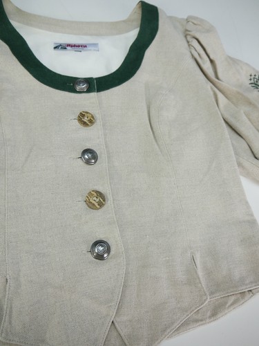 Trachtenmieder beige Alphorn Mieder mit Stickerei und Rüsche Corsage Gr.44 - Bild 3 von 5