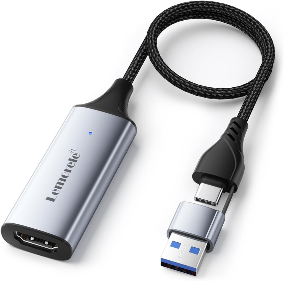 Lemorele Video Capture Card USB 3.0 to HDMI 4K 1080P 60Hz, HDMI Capture