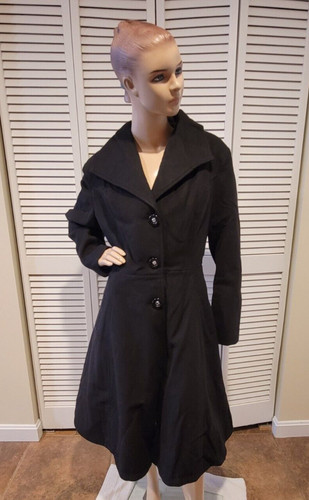 Hearts and Roses Black Button Down Front Coat Size US 16 UK 20 MODCLOTH
