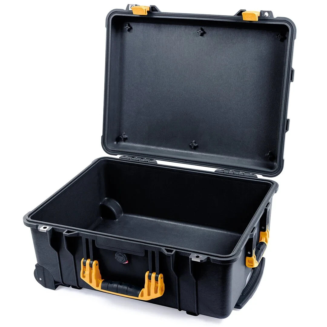 Black & yellow Pelican 1560 Case. No Foam - with wheels. | eBay