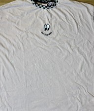 Vans x Lazy Oaf Pink Smiley Face Oversized Drop Sleeve Tee Checkered Collar M/L