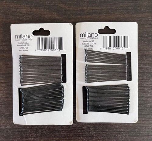 NWT Milano Salon Essentials 2 Pack 40 Black Ultra Grip Hair Pins 80 Total - Picture 2 of 2