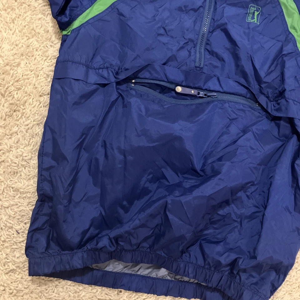 Chaqueta cortavientos vintage PGA Tour azul verde bolsa cremallera logotipo de golf para mujer grande” Foto 2 de 4