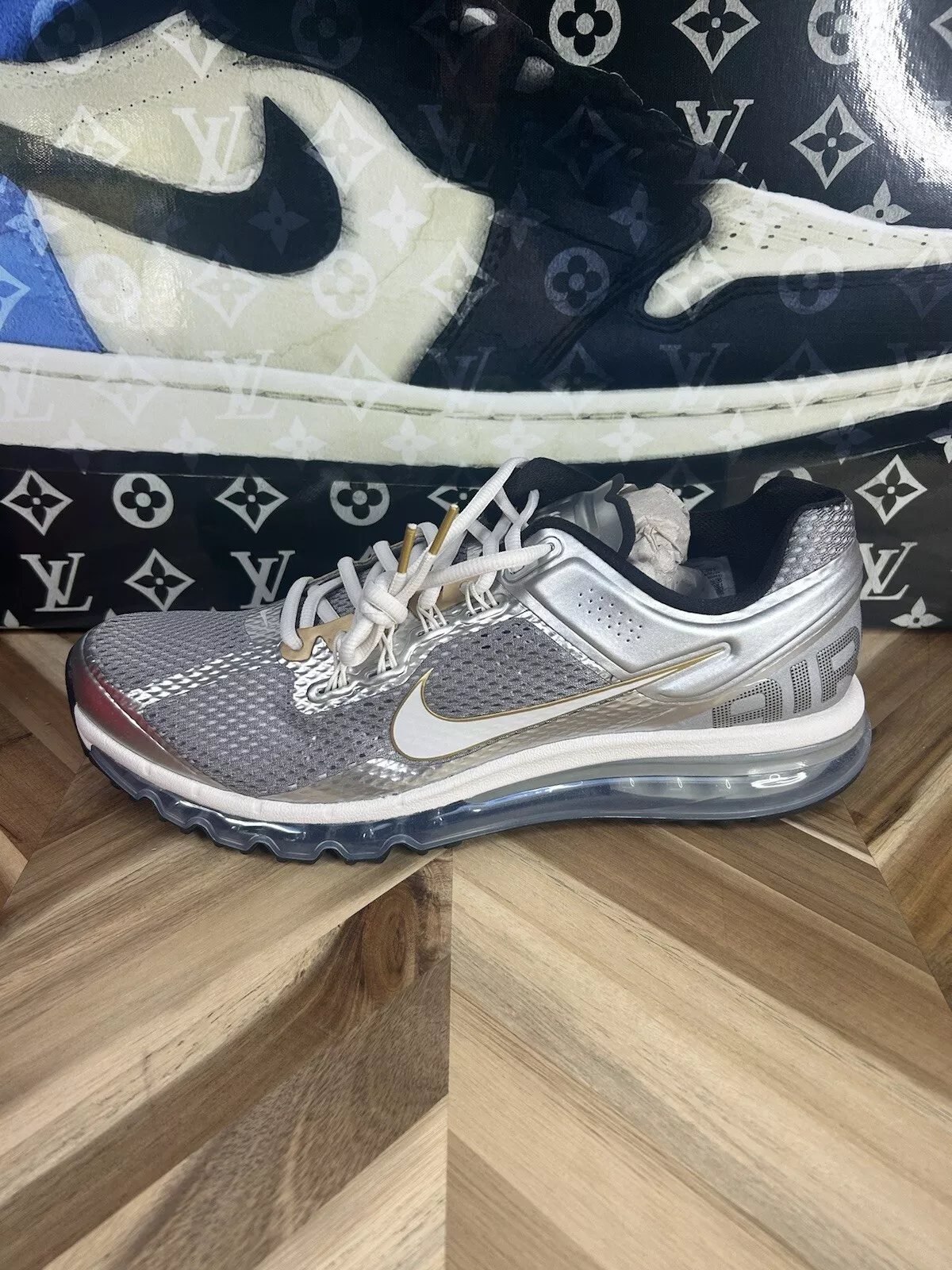 Nike Air Max 2013 Homme Taille 12 Argent Métallisé Air Bubble HJ7901 095