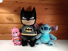 Care Bear, Stitch, And Batman Plush Lot Of 3 See Pics And Description For Detail
