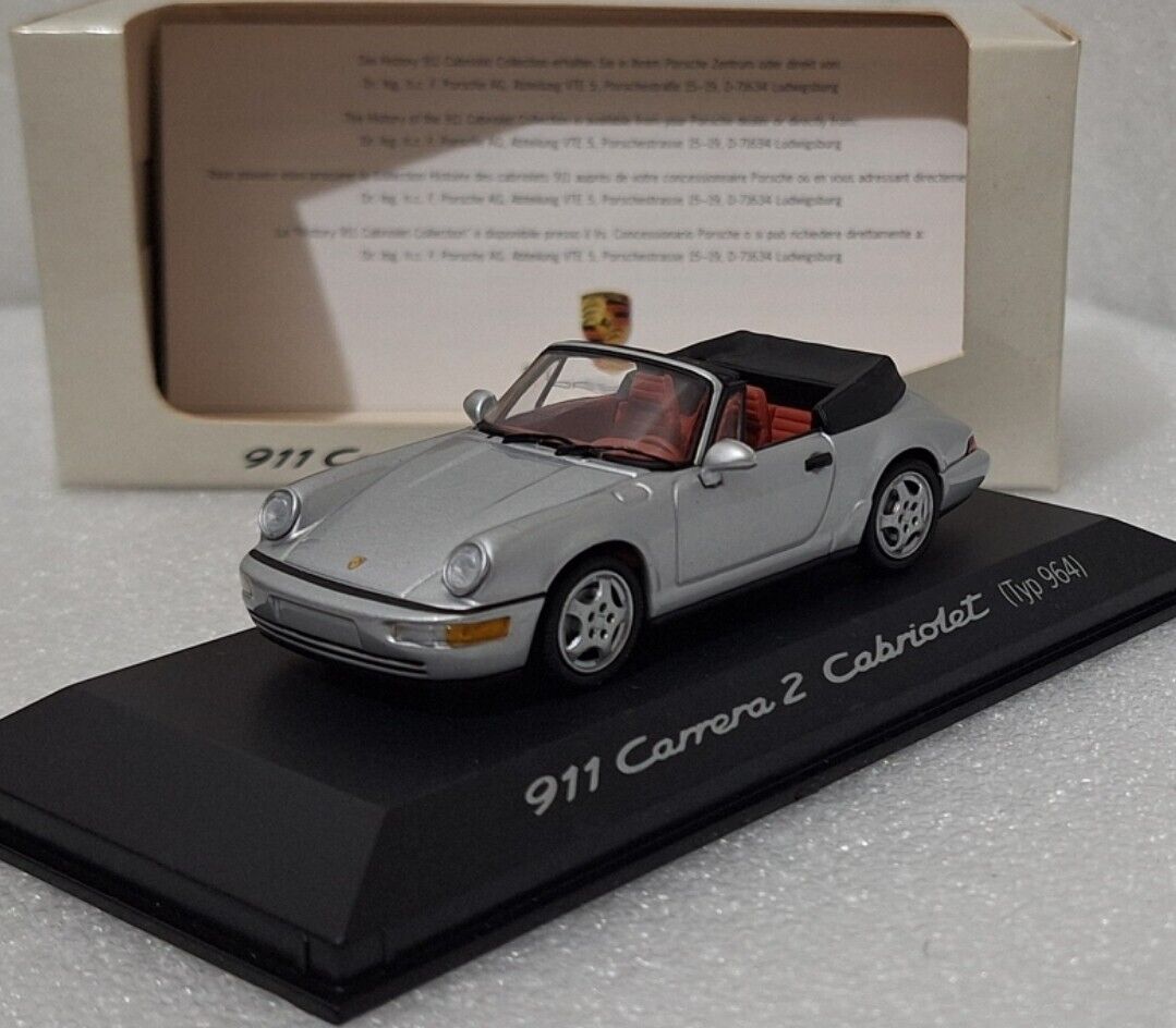 Porsche 911 964 Carrera 2 Cabrio 1990 Silver 1:43 Minichamps Porsche 911 964 Carrera 2 Cabrio 1990 Silver 1:43 Minichamps
