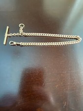 11 INCH POCKET WATCH CHAIN, HEAVY, LSW ON CLASP , ETCHED LINKS