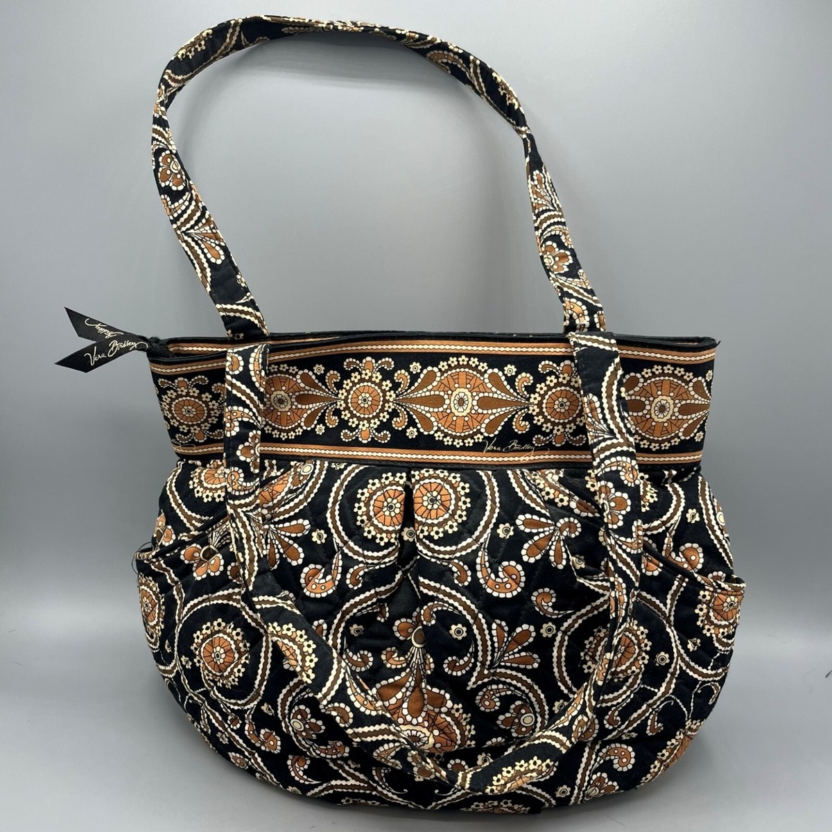Vera Bradley Caffe Latte Pattern Morgan Hand Bag 10443-013 Pleated