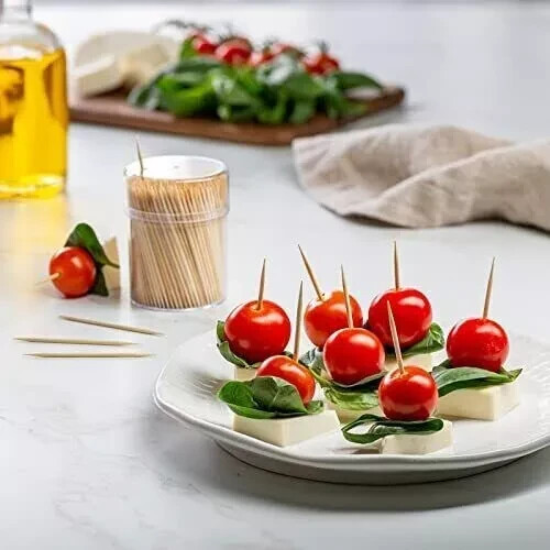 [1500 Count] Bamboo Wooden Toothpicks Wood Round Single-Point Tooth ...