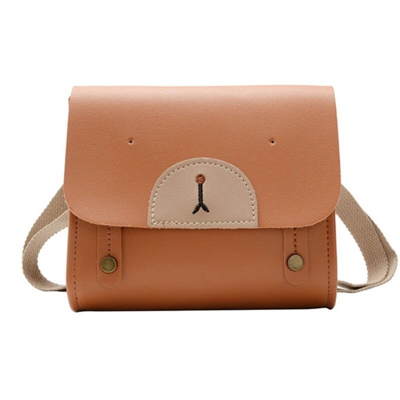 Korean Small Backpack PU Leather Backpack Cartoon Bear School Bag for