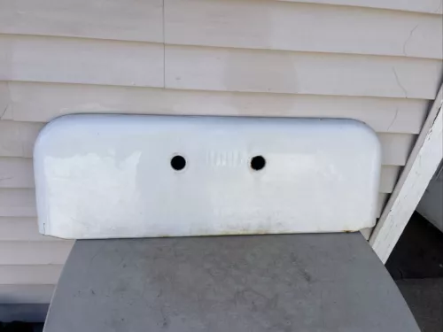 Vintage KHOLER cast iron porcelain farm house kitchen sink back splash 35 1/2”