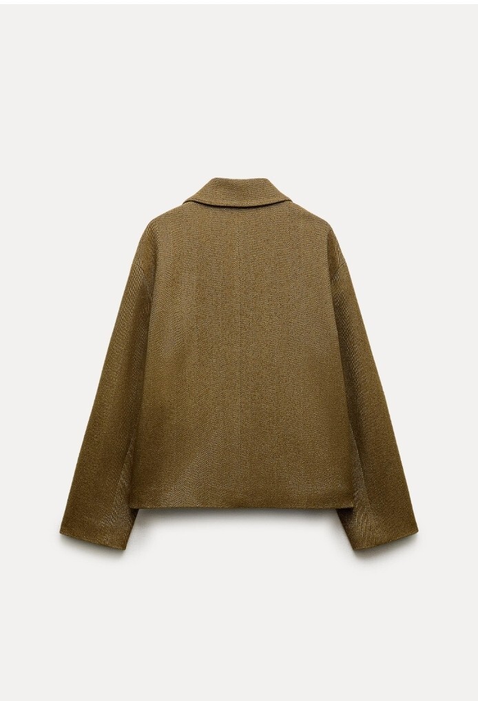 $109 New Zara XS S M Herringbone Brown Women Jacket ZW Collection