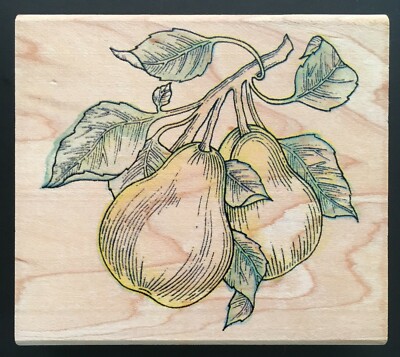 Bartlett or Williams Pear Food Fruit Produce Tree Branch Wood Rubber Stamp