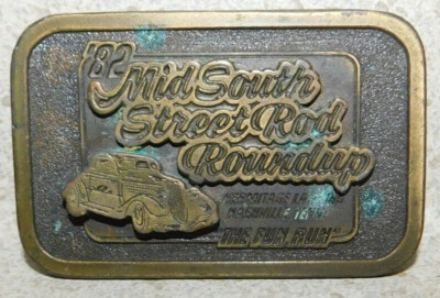 VTG 82 Mid South Street Rod Roundup The Fun Run Belt Buckle 2''x3'' *** READ ***