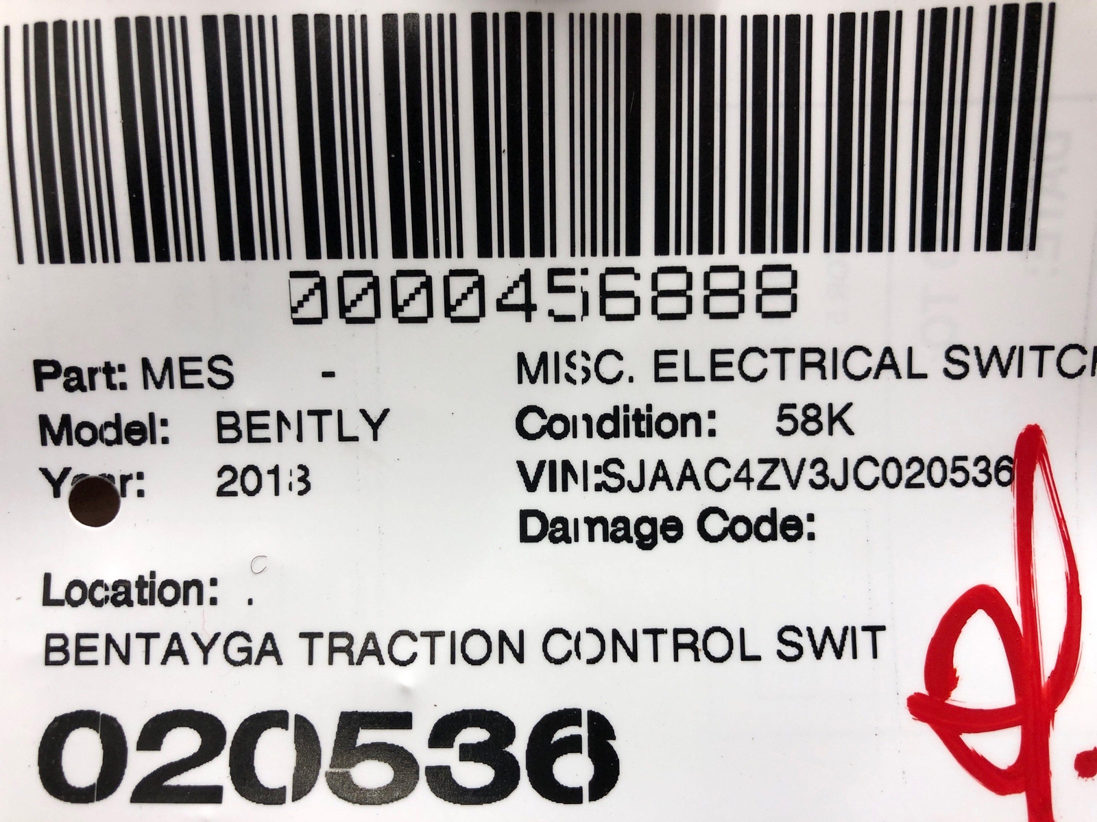2016-2020 BENTLEY BENTAYGA OEM TRACTION CONTROL SWITCH BUTTON 36A927193