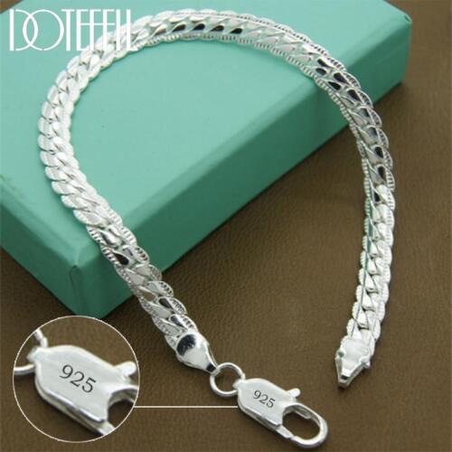 925silver Bracelet 6mm 18/19/20cm Flat Chain Lobster Clasp for Women&men Jewelry - Picture 9 of 24