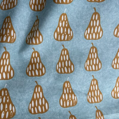 Scandi Pears Fabric In Tangerine 100% Cotton By SMD iLiv Sold IN 3m Lengths Fab