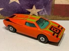 MATCHBOX LESNEY NO. 27 LAMBORGHINI COUNTACH, ORANGE,GREEN TAMPOS,ENGLAND LOOSE